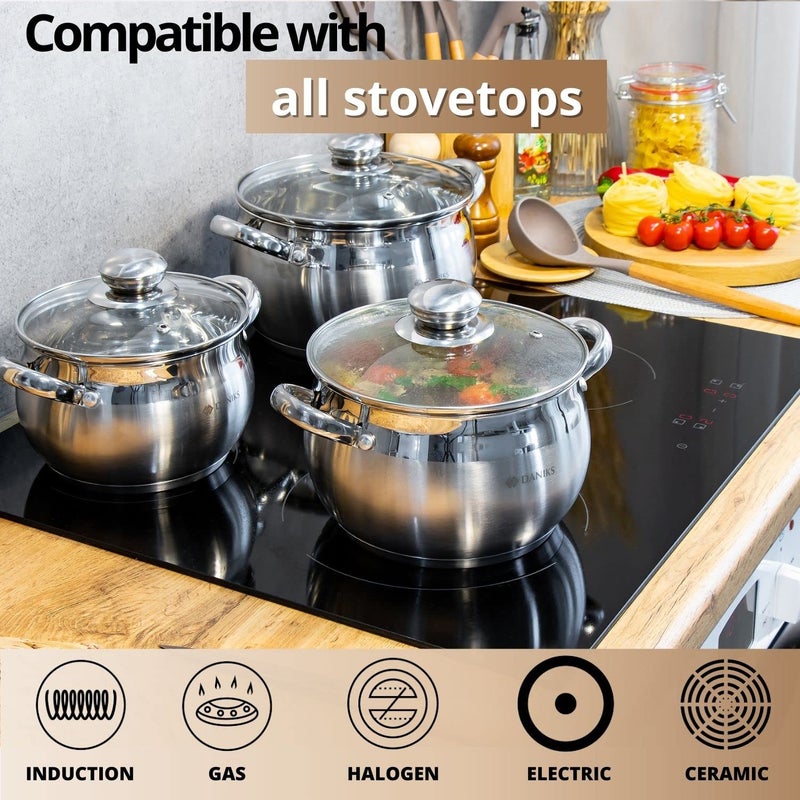 Daniks Classic Stainless Steel Stock Pot with Glass Lid - Induction 4 Quart  Dishwasher Safe  Measuring Scale  For Soup  Pasta  Stew  Silver - Image 5